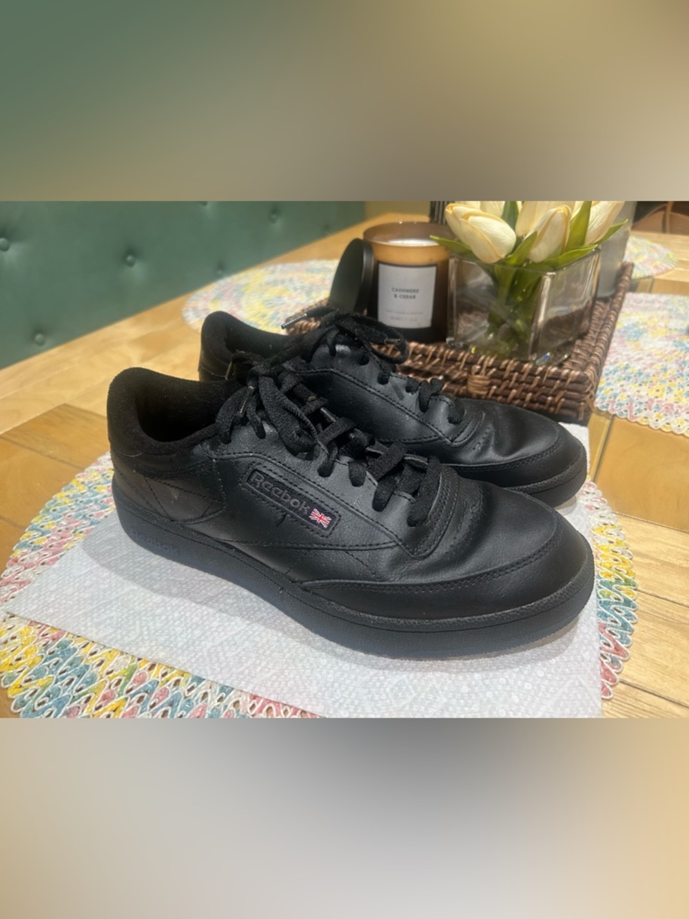 Reebok Club C 85 Black Leather Sneakers Men’s Size 8.5